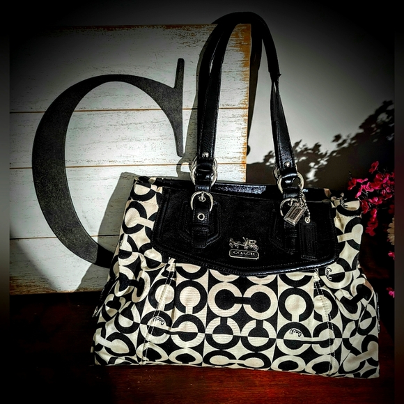 Coach Handbags - COACH Madison OP Art Signature C Patchwork Satchel